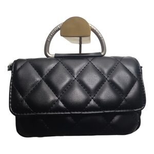 French Connection MELL Black Quilted‎ Crossbody Tote Clutch HandBag NWT